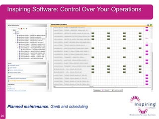 Inspiring Software: Control Over Your Operations




     Planned maintenance: Gantt and scheduling

20
 