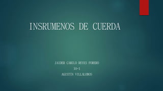 INSRUMENOS DE CUERDA
JAIDER CAMILO REYES FORERO
10-1
AGUSTÍN VILLALOBOS
 