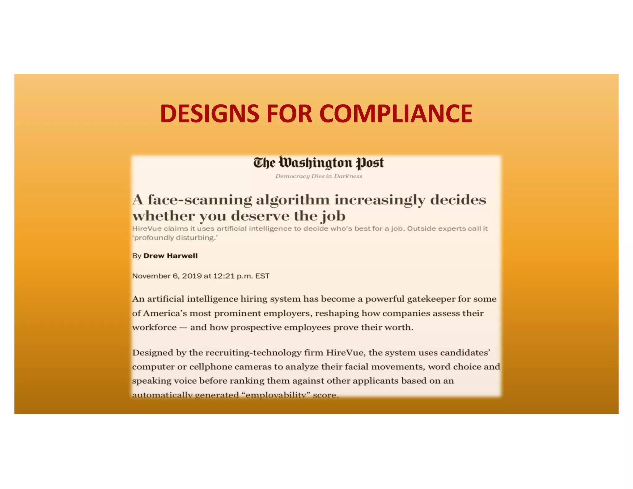 DESIGNS FOR COMPLIANCE
 
