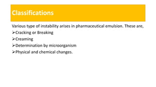 Instability of emulsion | PPTX