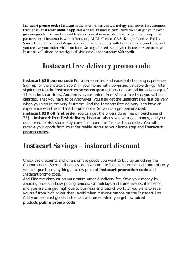 instacart new customer promo