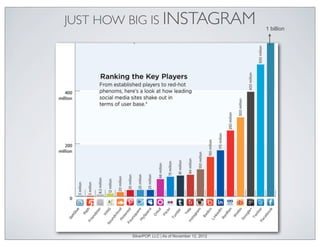 JUST HOW BIG IS INSTAGRAM                          1 billion




        SilverPOP, LLC | As of November 12, 2012
 