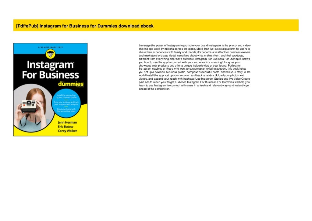 [Pdf/ePub] Instagram for Business for Dummies download ebook