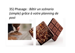 35)	Phasage	:	Bâtir	un	scénario	
(simple)	grâce	à	votre	planning	de	
post	
 