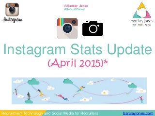 barclayjones.comRecruitment Technology and Social Media for Recruiters
@Barclay_Jones
#RecruitClever
Instagram Stats Update
(April 2015)*
 