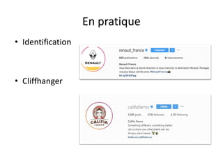 En pratique
• Identification
• Cliffhanger
 