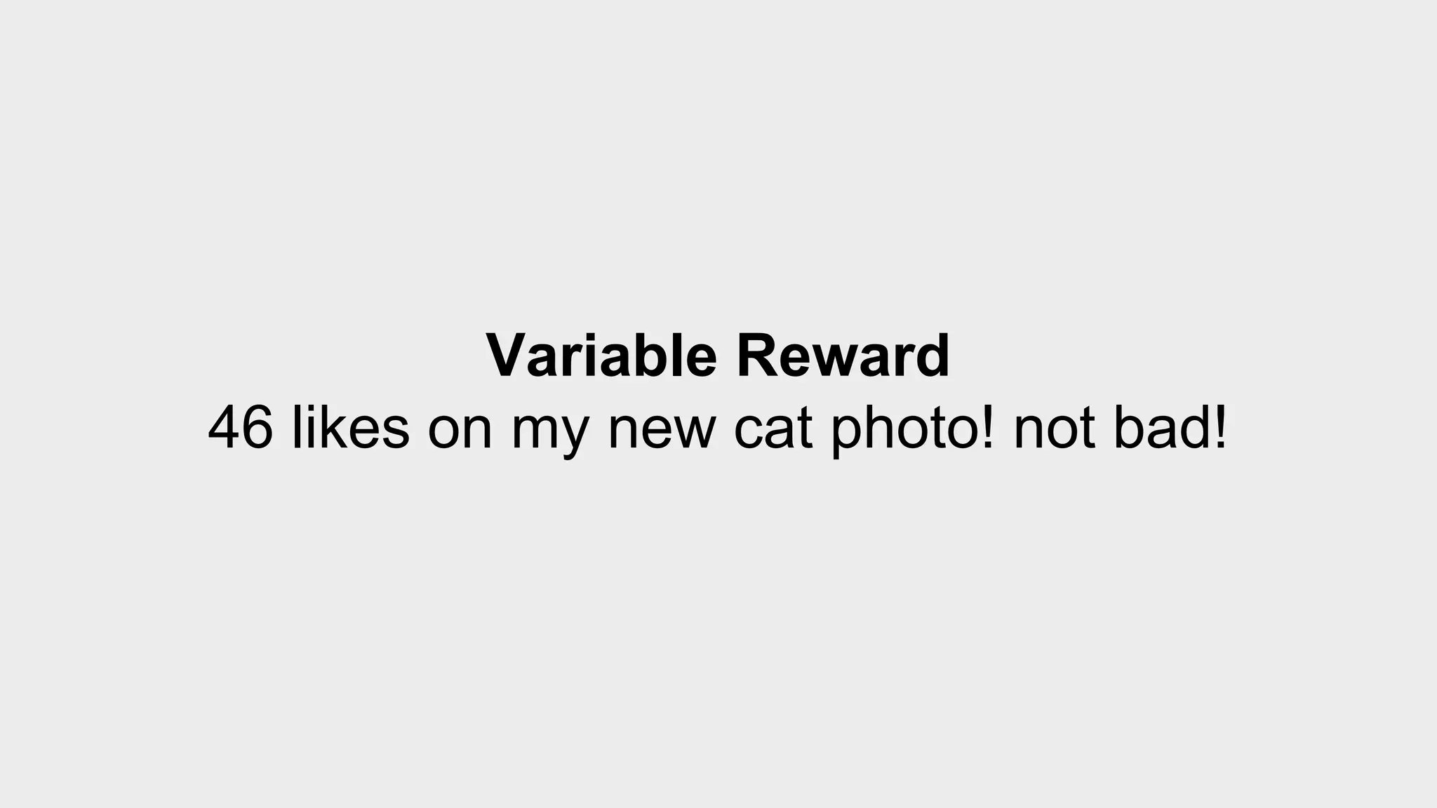 Variable Reward 
46 likes on my new cat photo! not bad! 
 
