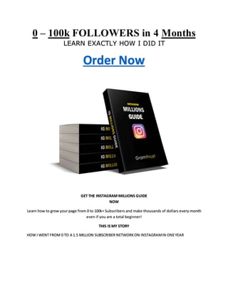 Instagram Millions Guide (0 to 100k+ Subscribers) | DOCX