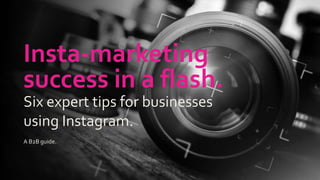 Insta-marketing
success in a flash.
Six expert tips for businesses
using Instagram.
A B2B guide.
 