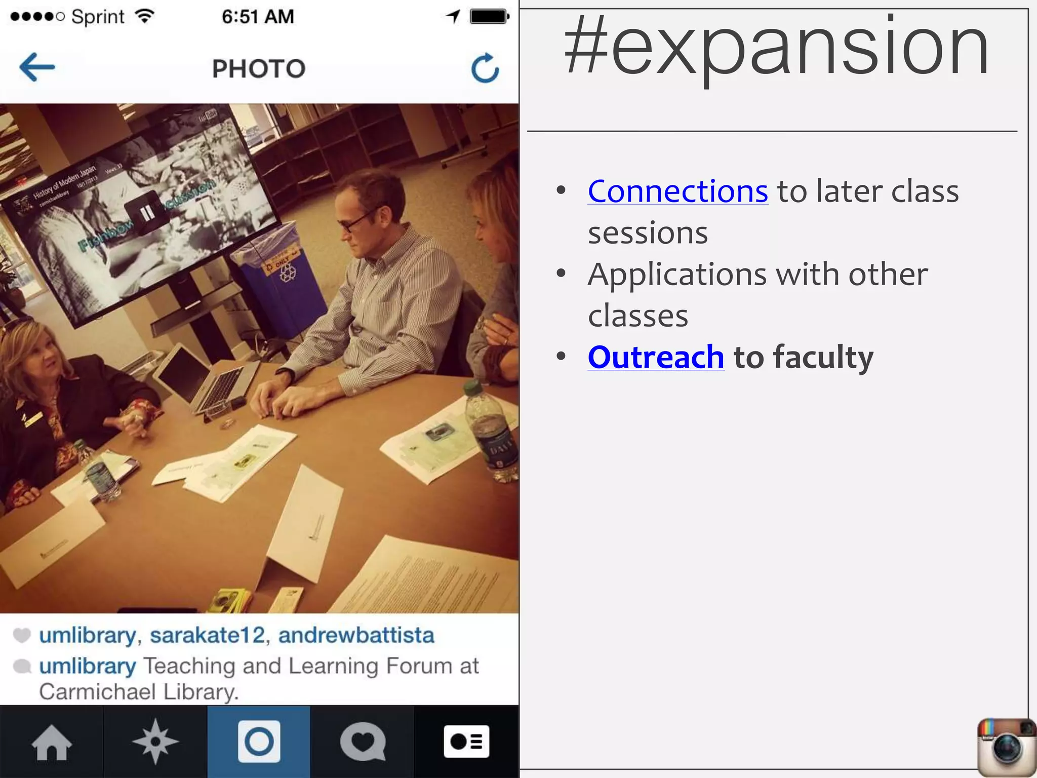 #contact
Lauren Wallis
Reference & Instruction Librarian
University of Montevallo
Presentation: tiny.cc/tilc2014
Email: lwallis@montevallo.edu
Instagram: instagram.com/lmwallis
Twitter: @LaurenMWallis
Blog: laurenwallis.wordpress.com
 