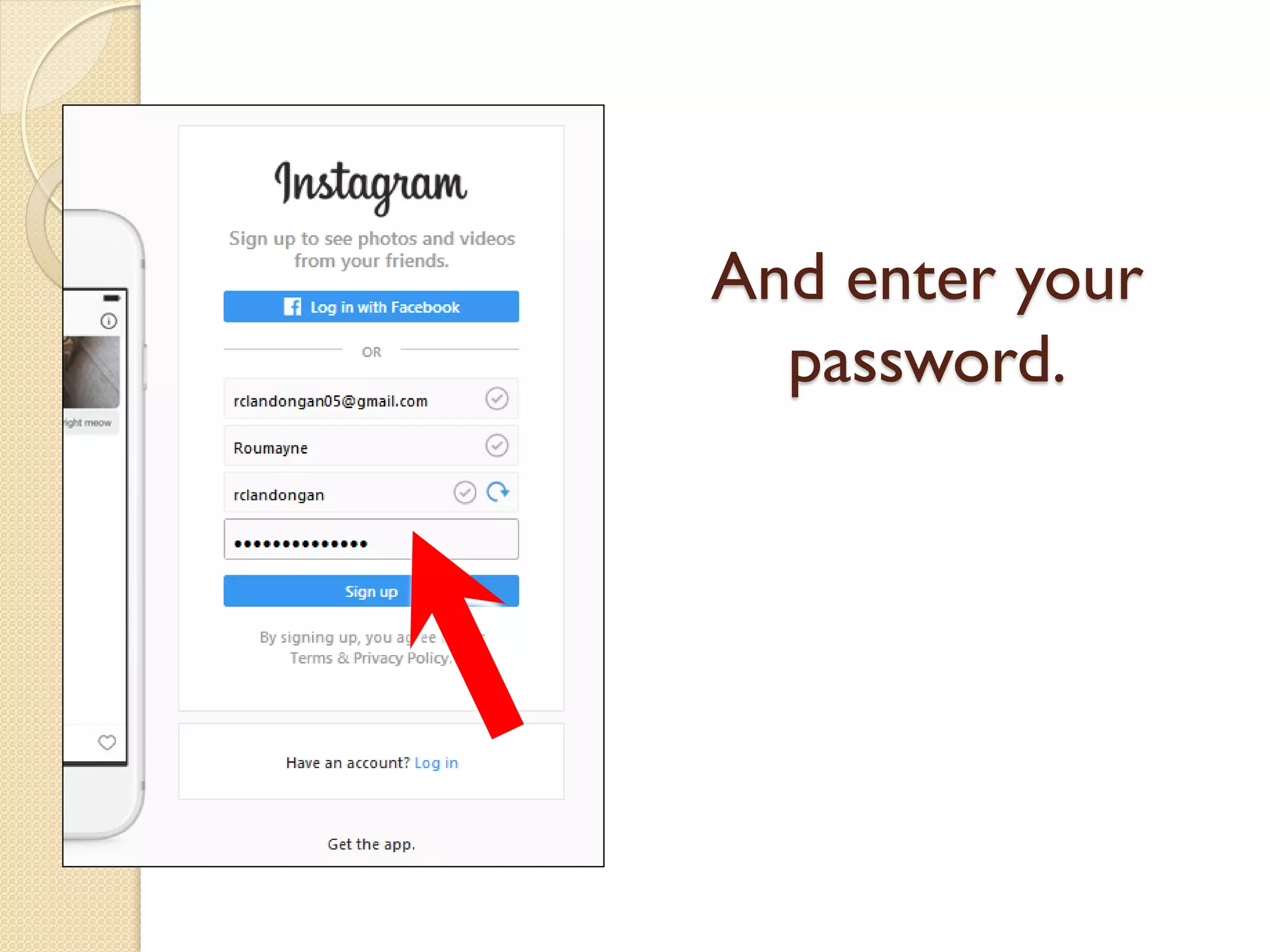 And enter your
password.
 