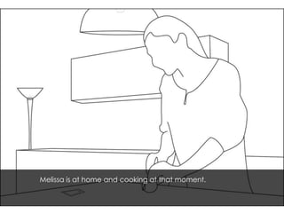 Melissa is at home and cooking at that moment. 
 