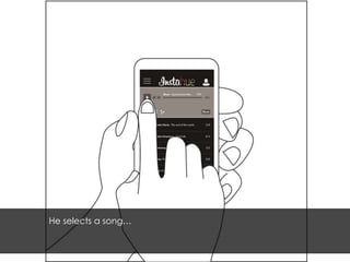 He selects a song… 
 