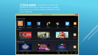 11avo paso: Le pedirá su cuenta de
GMAIL en caso de no tener le dan a omitir y
listo aquí ya su sistema estará instalado y listo
para utilizarse.
 