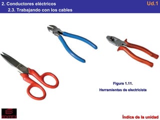 2. Conductores eléctricos 2.3. Trabajando con los cables Ud.1 Figura 1.11. Herramientas de electricista Índice de la unidad 