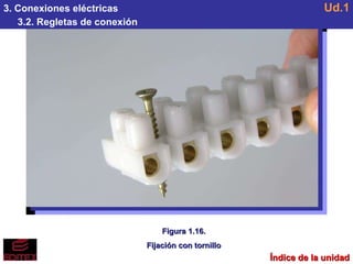 3. Conexiones eléctricas 3.2. Regletas de conexión Ud.1 Figura 1.16. Fijación con tornillo Índice de la unidad 