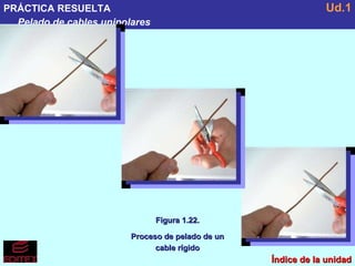 PRÁCTICA RESUELTA Pelado de cables unipolares Ud.1 Figura 1.22. Proceso de pelado de un cable rígido Índice de la unidad 