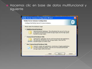 Hacemos clic en base de datos multifuncional y siguiente