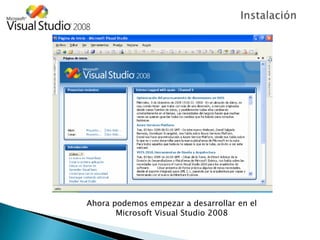 Instalación de microsoft visual studio net 2008 | PPTX