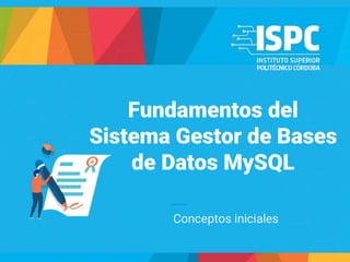 Fundamentos del
Sistema Gestor de Bases
de Datos MySQL
Conceptos iniciales
 
