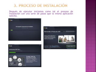 Después de ejecutar iniciamos como tal el proceso de
instalación con una serie de pasos que la misma aplicación
solicita.
 