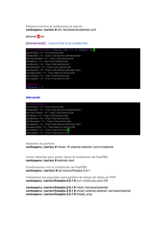Instalacion de Asterisk y freePBX en CentOS | PDF