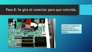 Paso 8: Se gira el conector para que coincida.
Cuando el conector se
encuentre en la
posición adecuada se
inserta
 