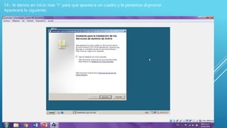 14.- le damos en inicio mas “r” para que aparezca un cuadro y le ponemos dcpromo.
Aparecerá lo siguiente.
 