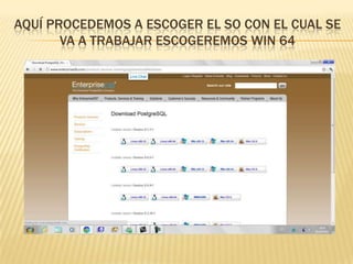 Aquí procedemos a escoger el SO con el cual se va a trabajar escogeremos win 64