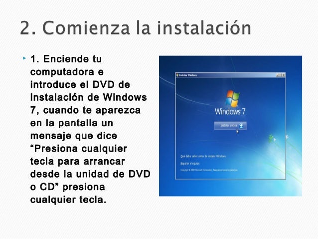 pasos para instalar Windows 7