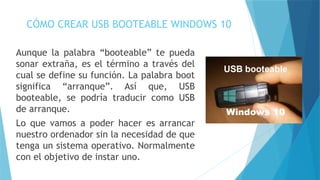 instalacion de windows 10 pro, desarrollo en ppt | PPTX
