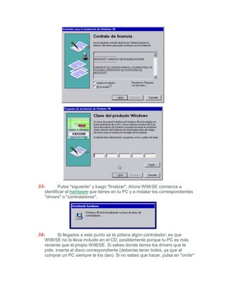 Instalacion de windows 98 se | DOCX