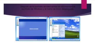 Después de la pantalla de bienvenida se nos mostrará el
escritorio de Windows y el menú de inicio desplegado.
 