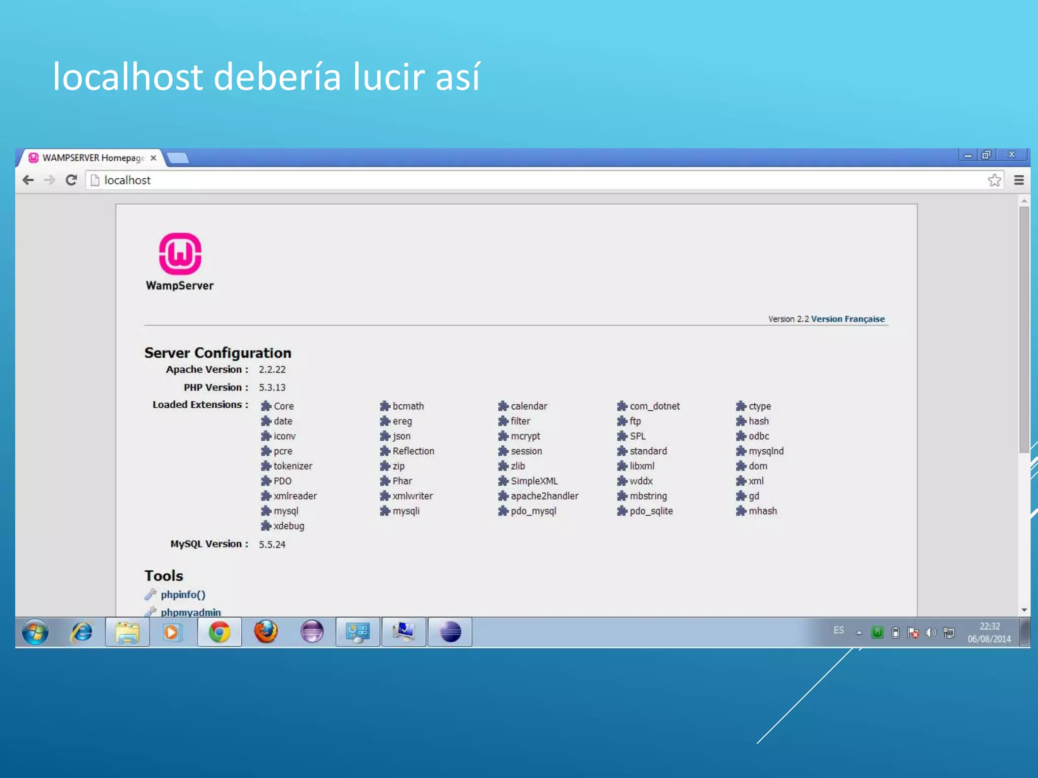 localhost debería lucir así
 