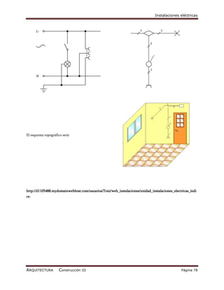 Instalaciones eléctricas




El esquema topográfico será:




http://d1105488.mydomainwebhost.com/usuarios/Toni/web_instalaciones/unidad_instalaciones_electricas_indi
ce.




ARQUITECTURA         Construcción III                                                         Página 78
 