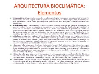 ARQUITECTURA BIOCLIMÁTICA:  Elementos 