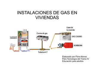 INSTALACIONES DE GAS EN
VIVIENDAS
Elaborado por Flora Alonso
Para Tecnología del Tramo IV
Educación para adultos
 