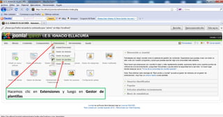 Hacemos clic en  Extensiones  y luego en  Gestor de plantillas 