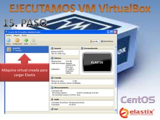Máquina virtual creada para
      cargar Elastix
 