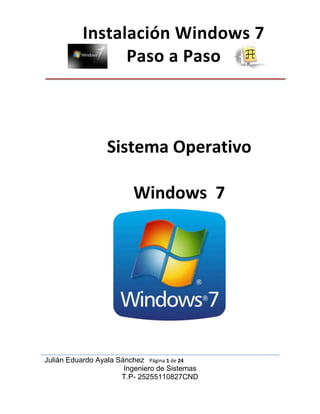 1428750118110Sistema Operativo Windows  7Sistema Operativo Windows  7<br />16725909271000<br />Esta guía es desarrollada para Instalar el Sistema Operativo “Windows 7” versión más reciente de Microsoft Windows, un sistema operativo producido por Microsoft para uso en Pc, incluyendo equipos de escritorio en hogares y oficinas, equipos portátiles, Tablet Pc, notebooks y equipos con media center. <br />Diseñada para aprendices o particulares que instalarán este Sistema Operativa por Primera vez con DVD o Memorias USB.<br />CD DE INSTALACIÓN DE INSTALACIÓN DE WINDOWS 7<br />914409017000<br />Lo primero que se necesita para instalar Windows 7  32 O 64 Bits será el CD/DVD instalador.<br />Ingresar a la Configuración del Sistema “Setup” para configurar la secuencia de inicio de las unidades de almacenamiento.<br />Nota: Para instalar desde el Cd se configurara por primera o principal (first) la Unidad de DVD-ROM.<br />Al momento de prender el computador aparecerá una pantalla indicando con que tecla se ingresa a la Setup o Boot (para iniciar) el dispositivo un ejemplo se ve en las siguientes gráficas.<br />147256536195F2 para SetupF11 For Boot MenuF2 para SetupF11 For Boot Menu<br />Board Marca Asrock<br />4711065610235F12 Boot MenuF12 Boot Menu4711065153035F2 para SetupF2 para Setup<br />4072890144780009486903048000<br />402526511620500<br />Board Marca <br />Dell<br />177736592710Del (Supr) para SetupF11 For Boot MenuDel (Supr) para SetupF11 For Boot Menu1129665508000<br />Board Marca <br />MSI<br />2476523050500Introducir el DVD de Instalación en la Unidad Óptica, si se va a instalar el Sistema Operativo con memoria USB insertarla antes de prender el computador.<br />Ahora el paso será indicar el computador por qué Unidad de Almacenamiento va a iniciar (DVD y/o USB), pulsar la tecla respectiva para Boot menú tal y como se indica al momento de encender el pc.<br />269367058864500Iniciamos la Pc o Láptop con la Unidad de DVD y/o USB, aparecerá una nueva ventana en D.O.S. (fondo negro) solicitando que presione una tecla para iniciar la instalación (pulsar la tecla enter o Intro).<br />La instalación comenzará a cargar los archivos.<br />11677654445000<br />Iniciará la configuración de Windows espere…<br />172656514605000<br />Configurar el idioma que va a instalar (seleccionar español), Formato de hora y moneda “Español (Colombia)”, Teclado o método de entrada “Español”, Clic en Siguiente, tal y como se ilustra en la gráfica.<br />231140-317500<br />Ahora clic en el botón Instalar Ahora.<br />24441151841500<br />Vas a ver un mensaje “El programa de instalación se está iniciando”<br />834390952500<br /> Seleccionar el tipo de Windows 7 que va a instalar ya sea <br />Starter: Para Procesadores de un solo núcleo como los Athom.<br />Home Básic: Similar al Starter contiene Juegos pero no se puede cambiar el fondo.<br />Home Premium: El mejor de los Windows 7 muy rápido compatible con toda clase de computadores.<br />Ultima: para equipos con procesadores de 64bits y con una Ram de 2Gb muy completo es el más avanzado.<br />En este Caso seleccionaremos HOME PREMIUM 32Bits o HOME PREMIUM.<br />358711571121<br />369189059690   Aceptar el acuerdo de licencia de Microsoft clic en Siguiente.<br />9296404254500<br />1291590444500<br />Ahora aparecerá el tipo de instalación, existen 2 opciones, actualización e instalación Personalizada.  Recomiendo usar la instalación personalizada, de esta manera instalarás un Sistema Operativo sin fallas.<br />3295652794000<br />5391153302000<br />27203406731000<br />366331555245Instalación Personalizada.020000Instalación Personalizada.<br /> Aparecerá la ventana de Particiones, a manera sencilla seleccionamos la partición donde vayamos a instalar Windows 7 y damos clic en formatear. Esto se realiza en caso de que se use toda la partición para instalar Windows 7.<br />Partición: Es la división del Disco Duro se recomienda mínimo que tenga 2 dependiendo del tamaño en Gigabytes (Gb). Se recomienda que sea de tipo NTFS (New Technology File System, sistema de archivos de nueva tecnología). <br />Capacidad Disco DuroPartición 01Sistema OperativoPartición 02DocumentosPartición 03VariosPartición 04Varios.40 Gb10 Gb 30 Gb80 Gb20 Gb60 Gb120 Gb40 Gb80 Gb160 Gb40 Gb60 Gb60 Gb250 Gb80 Gb80 Gb90 Gb320 Gb80 Gb120 Gb120 Gb500 Gb100 Gb100 Gb150 Gb150 Gb1Tb-1000Gb100 Gb300 Gb300 Gb300 Gb.<br />Nota si el disco Duro no tiene particiones van a crear las particiones haciendo clic en Nuevo como mínimo 2 Particiones si es 40 Gb (40000), si el disco ya tiene un Sistema Operativo o particiones no se va a crear ninguna.<br />Es recomendable que en la partición “C” donde va el sistema operativo no se guarde información incluyendo los de Escritorio.<br />Si existe información en el disco duro y no va a formatear (Borrar Todo) clic en Siguiente que la Instalación creará una carpeta con el nombre Windows.old en donde ubicará los archivos que están en el disco duro.<br />4533909398000<br />Clic en Siguiente para iniciar el proceso de instalación.<br />Una vez configuradas las particiones comenzará el proceso de instalar archivos y características.<br />4724403873500<br />La instalación se reiniciaría (no pulse ninguna tecla), después de cargar los archivos de instalación, aparecerá la ventana de configuración personal.  Ingresar el nombre de Usuario (automáticamente aparecerá el nombre del equipo).<br />En el caso de la instalación en una sala de cómputo colocar el nombre consecutivo ejemplo Equipo 1……. Equipo20, Clic en siguiente.<br />57721516065500<br />2205990160020Equipo 500Equipo 5<br />220599095250Equipo 5-PC00Equipo 5-PC<br />374904014224000<br />Ahora hay que ingresar una contraseña, si lo deseas puedes dejar en blanco esta opción y saltarte al siguiente paso dando clic en Siguiente.<br />En la siguiente ventana nos pide que escriba la clave del producto, dejarla en blanco, Clic en el botón siguiente.<br />28498802349500<br />Para Activar el Windows 7 utilizaremos el programa “RemoveWat” <br />-1562106731000<br /> Aparecerá la Venta de la actualizaciones, elegir la opción preguntarme más tarde si el Sistema Operativo a Instalar no tiene Licencia de lo contrario Instalar sólo las actualizaciones importantes.<br />27298659461500<br />En la siguiente ventana hay que elegir la configuración horaria, la fecha y la hora. Seleccionar Bogotá, Lima, Quito.<br />282448041021000En esta ventana se configura la red, elegir entre 3 opciones, Red doméstica, red de trabajo y red pública. Esto con el fin de que el sistema identifique que tipo de conexión usas comúnmente.<br />En el caso elegir Red doméstica.<br />123444027368500 -Ahora sí, el sistema ya término de configurar todas las opciones, comenzará a iniciar.<br /> Por fin Windows 7 ya está instalado y listo para usarse.<br />1263658826500<br />ACTIVACIÓN WINDOWS 7<br />Para activar Windows 7 se utilizará la aplicación Remove Watt.<br />Debido a que el Windows 7 no se podía Activar los hackers sacaron una forma de activarlo mediante la simulación de OEM (Original) <br />Estos Hackers crean una nueva utilidad llamada “Remove Wat”, esta utilidad, pretende eliminar por completo del Sistema Operativo el WAT “Windows Activation Technologies – Tecnología de Activación de Windows” que permite a todos los usuarios con Copias de Windows 7 disfrutar y conservar todas las ventajas de un Windows Genuino.<br />Cómo funciona: Lo que hace este programa es eliminar del sistemas todo rastro de activación en los Dlls es mucho más seguro que el Sistema OEM y sirve para todas la versiones de Windows 7<br />Antes de aplicar el activador verificar que el Sistema Operativo no tenga un antivirus actualizado de lo contrario desactivarlo, debido a que lo detectará como un virus.<br />PASOS PARA INSTALAR EL REMOVE WAT<br />39109655207000<br />Ejecutar el programa haciendo Doble clic en Remove Wat.<br />Esperar que instale la aplicación.<br />Aparecerá el mensaje que ya termino de instalar que necesita reiniciar el sistema clic en Ok.<br />El Computador se reiniciará.<br />Verificar que la activación quedó completa.<br />En la gráfica siguiente se visualiza el sistema antes y después de instalar el aplicativo los pasos serán:<br />Clic en Inicio.<br />Clic con el botón derecho del Mouse sobre Equipo.<br />Antes de aplicar el parche.<br />8534401905000<br />Después de Aplicar el Parche <br />95821522860000<br />DESACTIVAR LAS ACTUALIZACIONES AUTOMÁTICAS.<br />Las actualizaciones automáticas se deben desactivar para evitar que el Sistema Operativo cuando no es legal se desactive y aparezca el mensaje que su software no es original.<br />Los pasos son los siguientes:<br />299593012065000Clic en Inicio.<br />Clic en Panel de Control<br />En la lista buscar el último ícono Windows Update hacer clic.<br />Aparecerá la ventana de Windows Update.<br />9105907302500<br />99631562230<br />Hacer clic en la Opción “Cambiar Configuración” que se encuentra al lado izquierdo de la ventana.<br />Ir a la opción Actualizaciones Importantes, desplegar la lista y seleccionar la última opción “No buscar actualizaciones (no recomendado)”<br />Seleccionar esta opción clic en Acepta y cerrar la ventana.<br />9582155969000<br />Cambiar la configuración de Control de cuentas de usuario, esto es para tener control en la instalación de los programas es mejor desactivarla.<br />24631655080000340614060325<br />217741515176500Clic en Inicio<br />Clic en ícono del Usuario.<br />246316534417000Aparecerá la ventana de usuarios, hacer clic en Cambiar configuración de Control de cuentas de usuario.<br />1777365889000<br />25869908128000<br />Al hacer clic en esta opción aparecerá la siguiente ventana, en donde deberá bajar la barra hasta la opción “No notificarme nunca” clic en Siguiente<br />14820909588500<br />1853565139700<br />167259031115<br />INSTALACIÓN Y CONFIGURACIÓN DE DRIVER<br />DRIVER: Un controlador de dispositivo, llamado normalmente controlador             (en inglés, device driver) es un programa informático que permite al sistema operativo interactuar con un periférico, haciendo una abstracción del hardware y proporcionando una interfaz -posiblemente estandarizada- para usarlo.<br />Todos computadores se le deben configurar los dispositivos como son:<br />Video o Vga.<br />Red o LAN<br />Audio o Sonido<br />Web Cam / Cámara web (opcional)<br />Teclado.<br />Monitor<br />Impresora (Opcional)<br />En Windows 7 los controladores vienen preinstalados no hay necesidad de instalarlos nuevamente, para verificar que todos este correctamente se realizan los siguientes pasos.<br />Clic en Inicio<br />Clic botón derecho del Mouse sobre Equipo<br />Clic en Propiedades.<br />24631656692902407920147637500Aparecerá la ventana información acerca del equipo en esta ventana también es posible verificar el tipo y marca de procesador, Memoria Ram, Nombre de Equipo, Nombre del Windows 7 instalado y el Tipo de sistema 32 o 64 bits., hacer clic en Administrador de dispositivos. <br />Aparecerá el lista de Controladores dependiendo del Hardware del Equipo de cómputo, verificar en la lista que no aparezcan íconos de color amarillo, significa que falta configurarlo<br />2148840698500<br />2320290144145<br />Para configurarlo se necesitará el controlador (CD) para instalarlo, si no se tiene el primer paso sería verificar el nombre y referencia de la Mainboard o dispositivo, para descargarlo por internet, si no se sabe el nombre o referencia utilizar el programa Everest o Aida 32.<br />Descargar el controlador de internet e instálelo.<br />