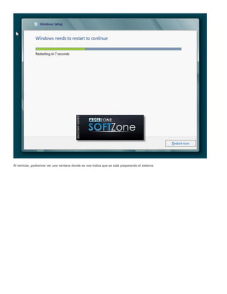 Al reiniciar, podremos ver una ventana donde se nos indica que se está preparando el sistema:
 