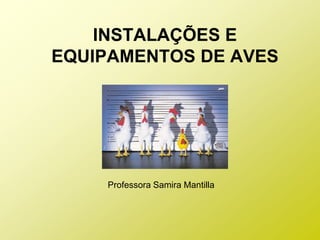 INSTALAÇÕES E
EQUIPAMENTOS DE AVES
Professora Samira Mantilla
 