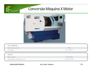 Conversão Máquina X MotorConversão Máquina X Motor
144INSTALAÇÕES ELÉTRICAS Prof. Carlos T. Matsumi
 