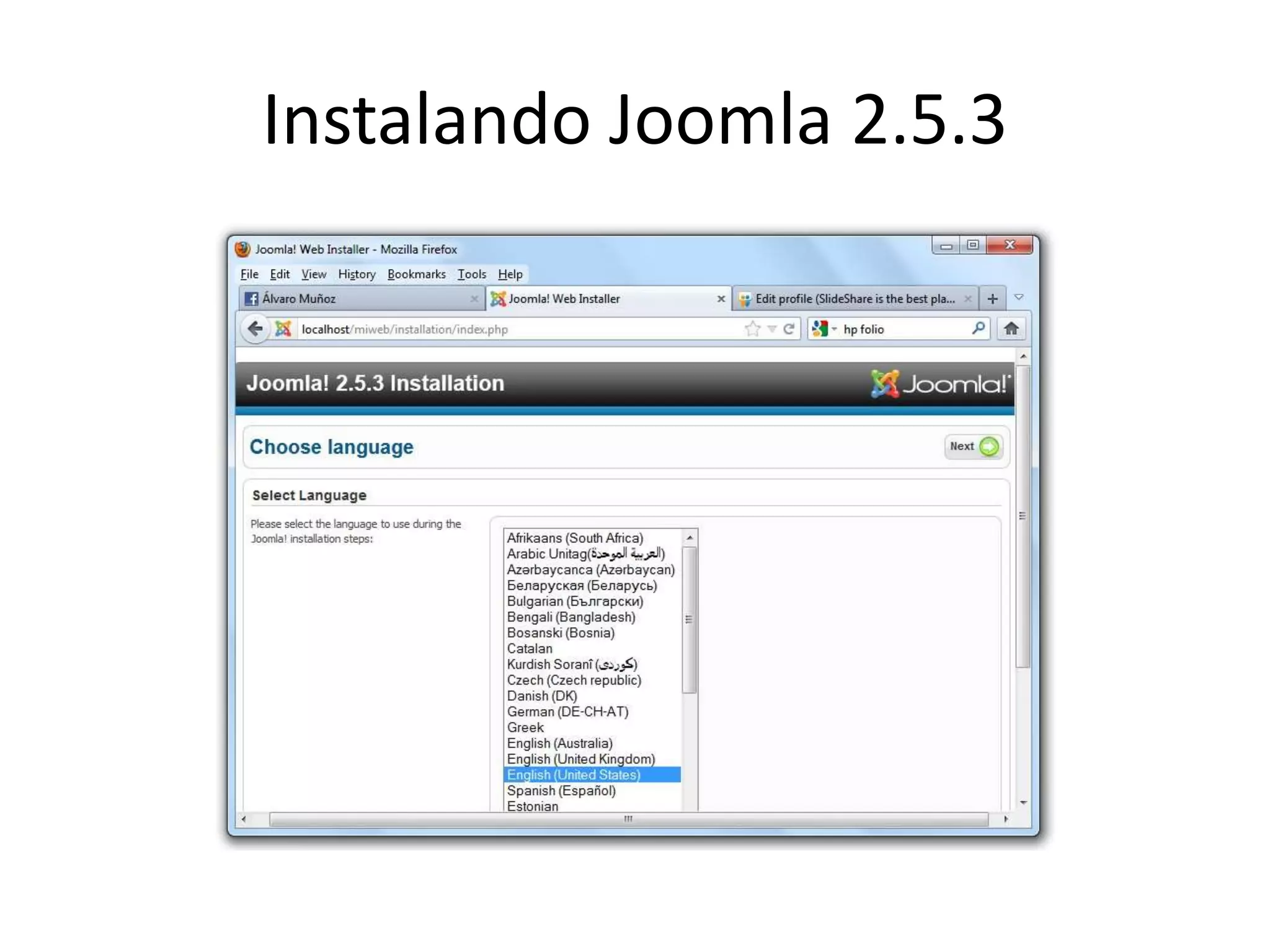 Instalando Joomla 2.5.3
 