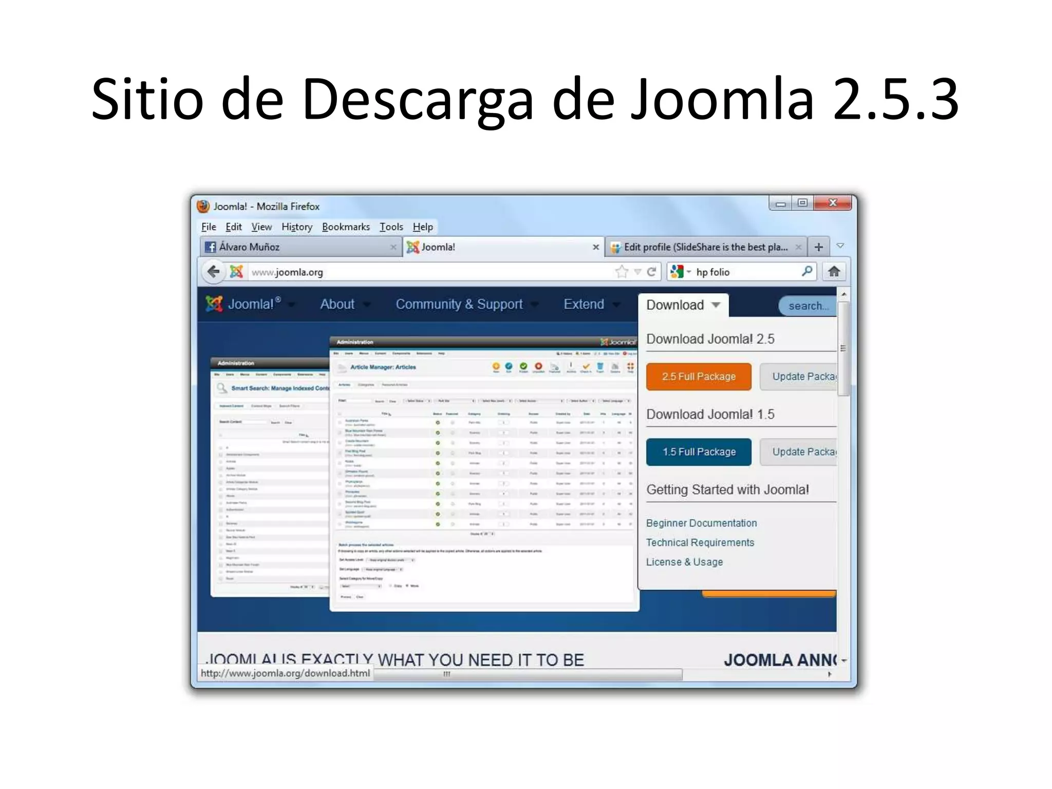 Sitio de Descarga de Joomla 2.5.3
 