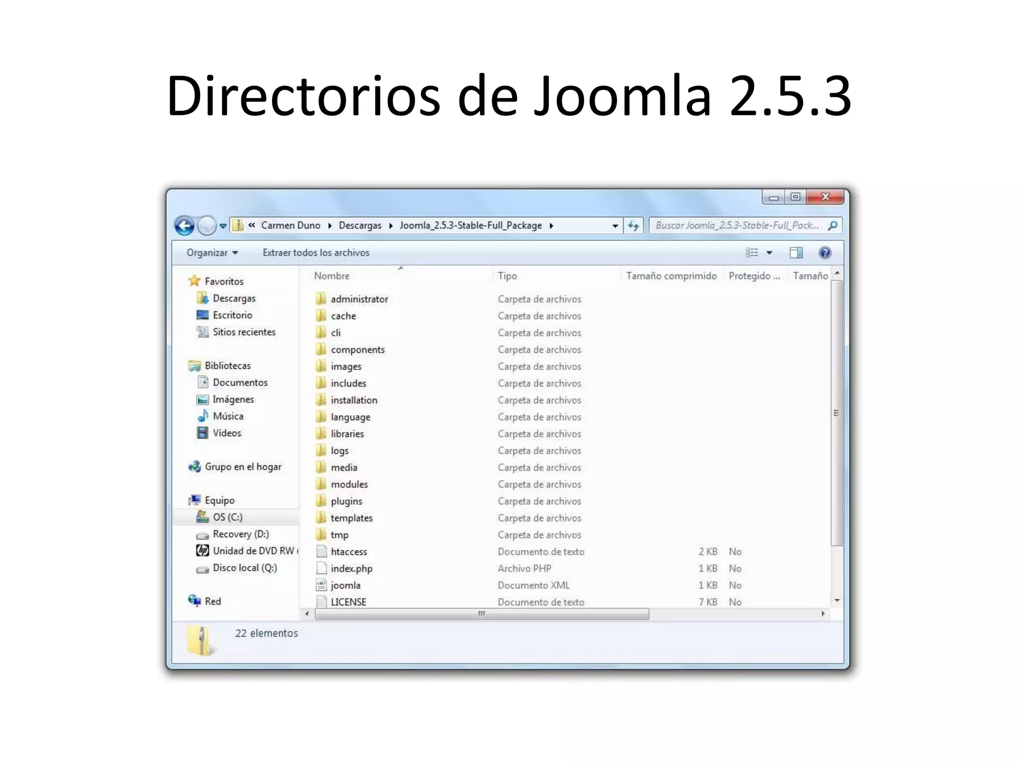 Directorios de Joomla 2.5.3
 