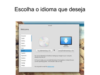 Escolha o idioma que deseja
 