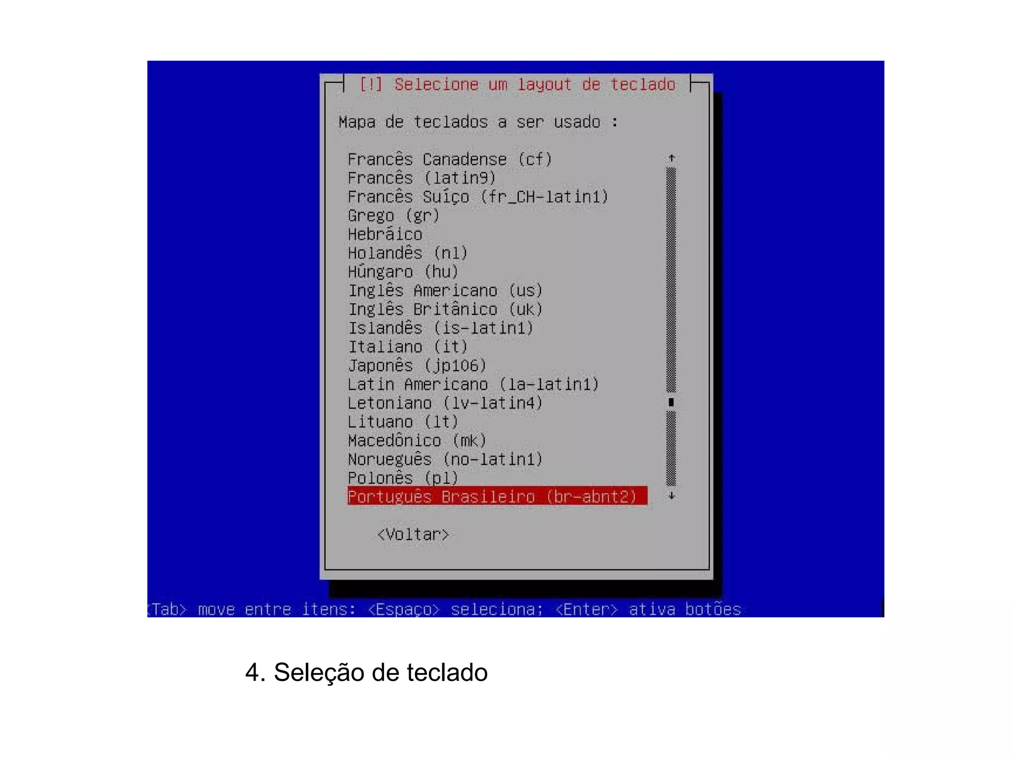 4. Seleção de teclado 