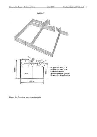 Construções Rurais – Bovinos de Corte DEA-UFV Cecília de Fátima SOUZA et al.
Figura 8 – Curral de manobras (Modelo)
16
 
