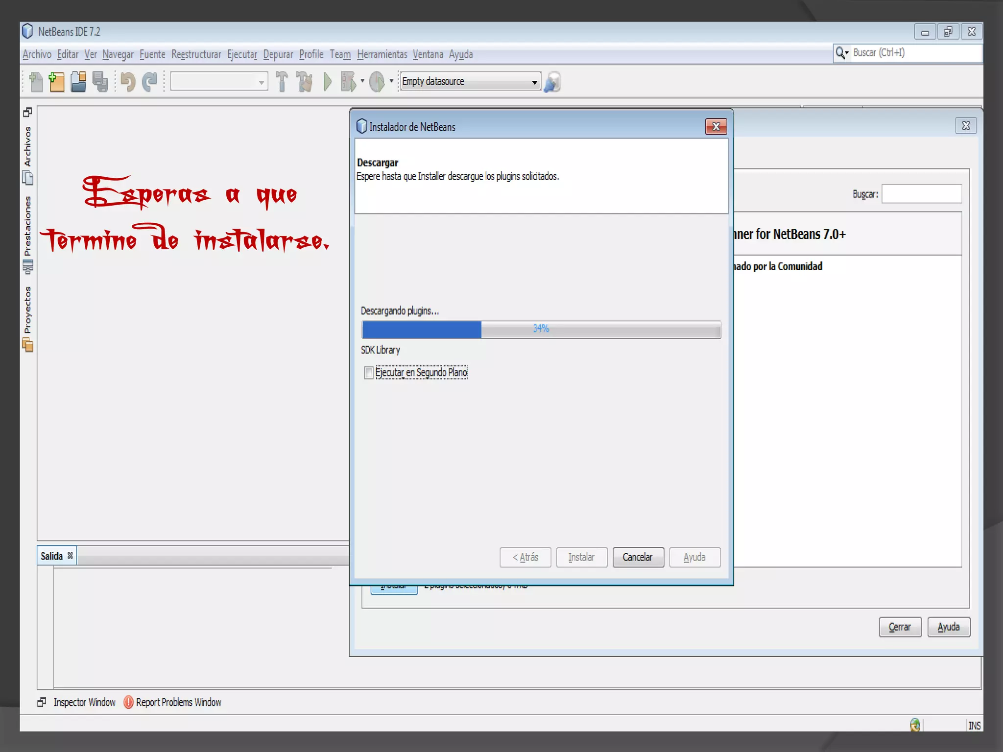 Esperas a que
termine de instalarse.
 